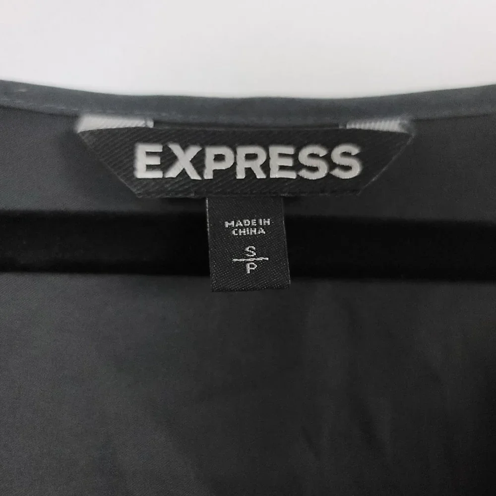 Express exaggerated ruffle neck v neck elastic peplum tank blouse top blouse